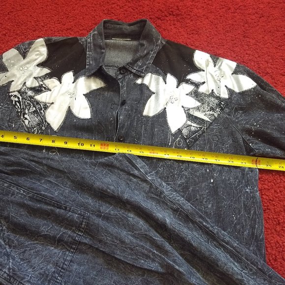 vintage 80s black acid wash denim matching set - Picture 7 of 11